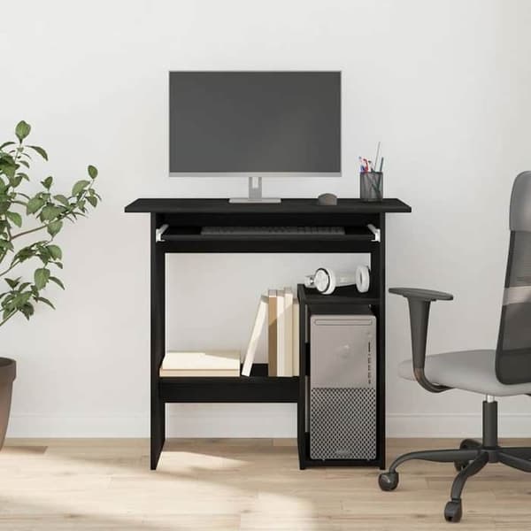 Maison Exclusive - Kontor i sort egetræ 80x45x74 cm ingeniørtræ svart ek