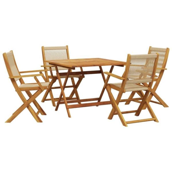 Maison Exclusive - 5-osainen beige polypropeeni- ja puutarhapöytäryhmä