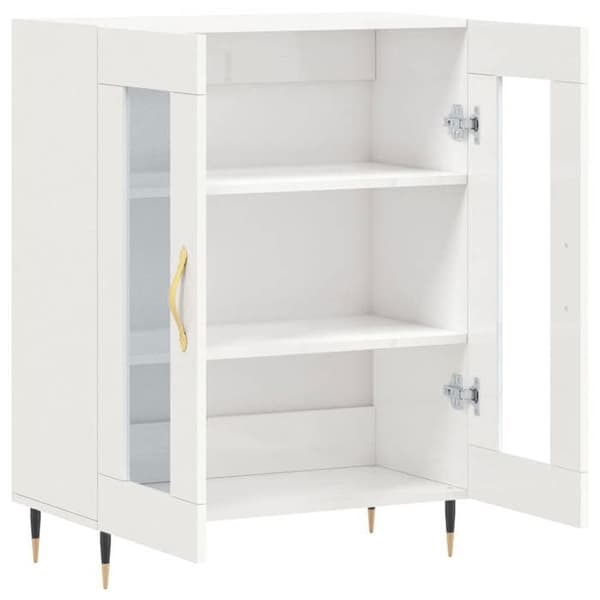Buffet - EKSKLUSIVT HUS - 69,5x34x90 cm - Hvid - Blank - Ingeniørtræ Vit