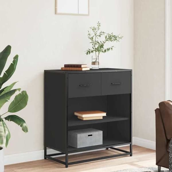 Maison Exclusive - Sort buffet 68x35x76 cm ingeniørtræ