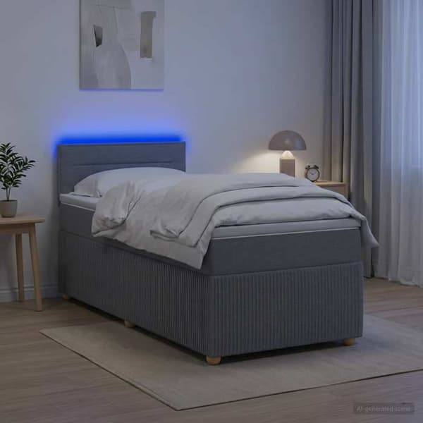 Maison Exclusive - Boxspring säng med madrass Ljusgrå 90 x 190 cm Tyg