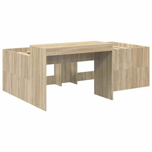 Maison Exclusive - Sängram med tunnel 3 pc Sonoma ek och vit