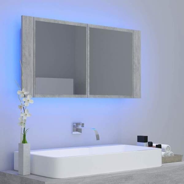 Maison Exclusive - LED-peilikaappi harmaa betoni akryyli
