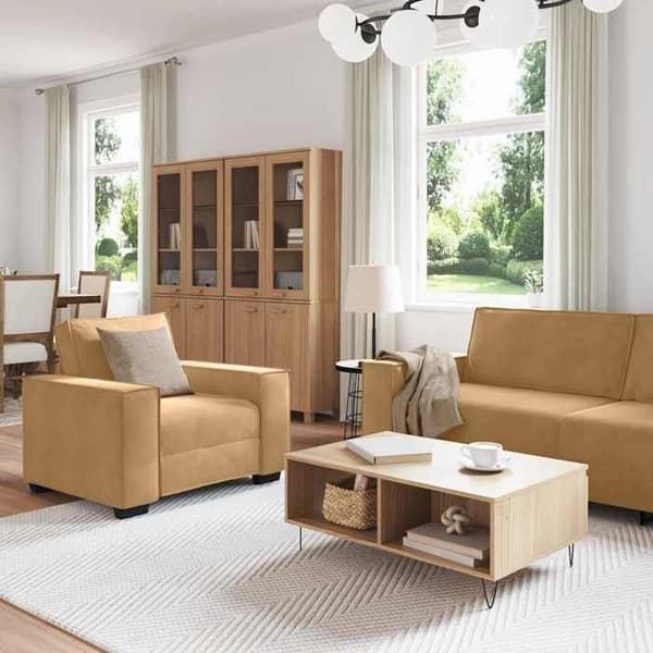 Maison Exclusive - 3 kpl:n sohvasetti tyynyillä, ruskea sametti Marron (sammet)