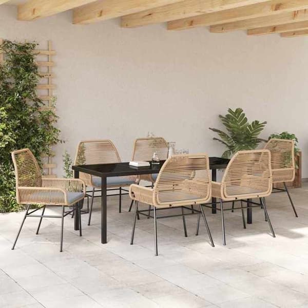 Maison Exclusive - 7 pc spisebordssæt til haven i brun polyrotin brun