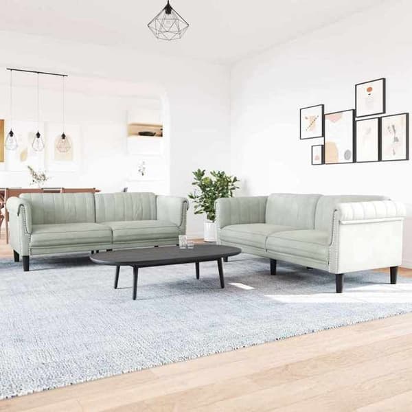 Maison Exclusive - 2 kpl vaaleanharmaita samettisohvia