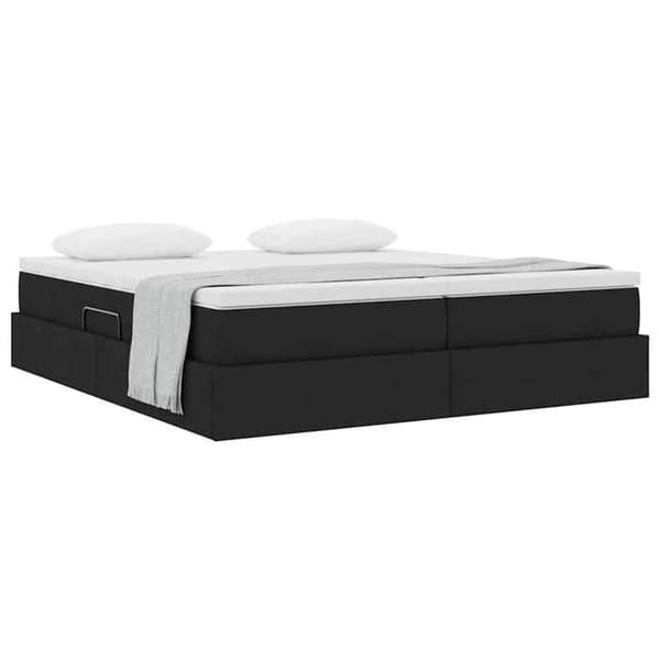 Maison Exclusive - Säng med förvaring och madrass Svart 200 x 200 cm Polyester