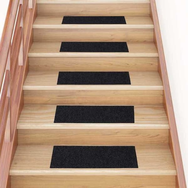 Maison Exclusive - Selvklæbende trappe tæpper 15 stk 60 x 25 cm Sort Rektangulær