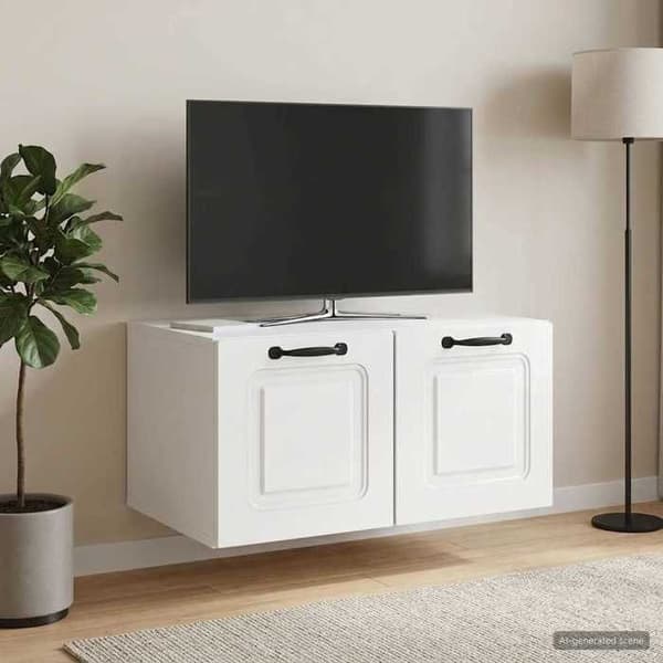 Exklusivt Hem - Väggmonterad TV-möbel Väggmontering Vit glansig 59,5 x 41 x 30 cm