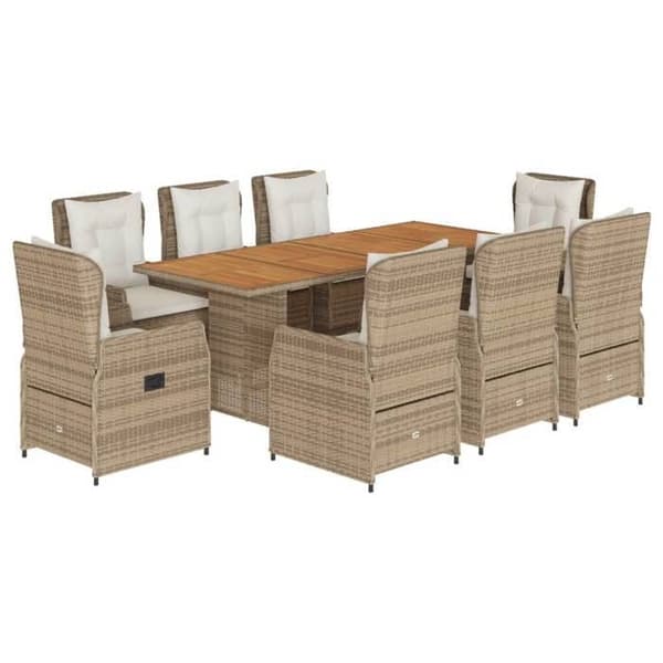 Maison Exclusive - Puutarhakalusteryhmä ja tyynyt 9 kpl beige Polyrottinki