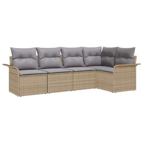 Maison Exclusive - 5 osan beige polyrottinkinen puutarhakalustesetti