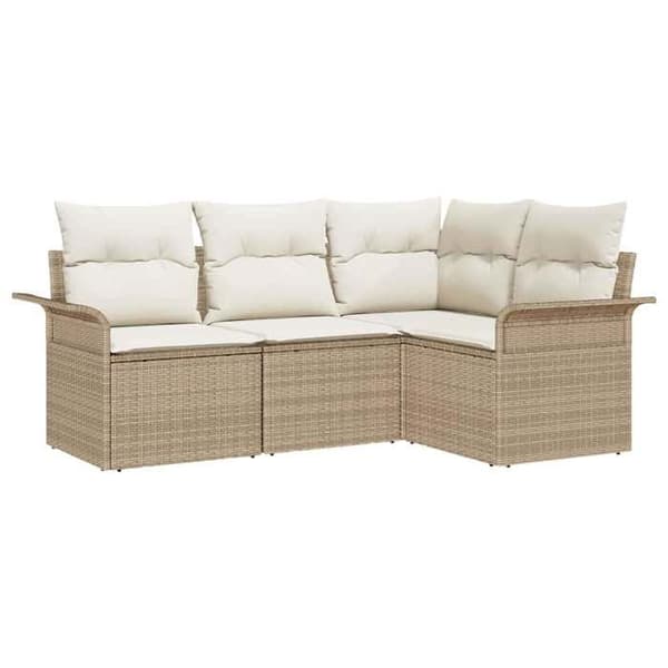 Maison Exclusive - 4 osan beige polyrottinkinen puutarhakalustesetti