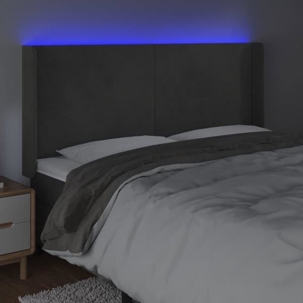 Maison Exclusive - LED-päätyharso Tummanharmaa 203x16x118/128 cm Sametti Mörkgrå