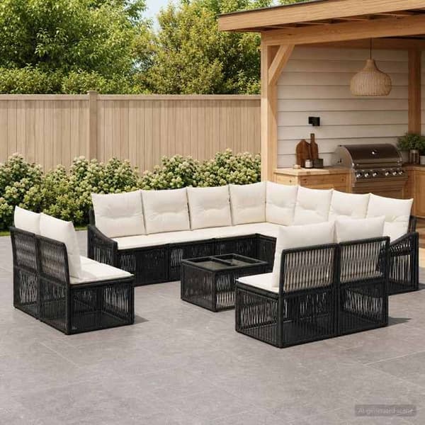 Havemøbel sæt - MAISON EXCLUSIVE - 12 dele - Sort - Poly rattan & stål - Modulær, vejrbestandig Svart