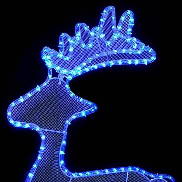 Julepynt - EKSKLUSIV HUS - Rensdyr 306 LED - Blå - 60x24x89 cm - PVC/stål Blå
