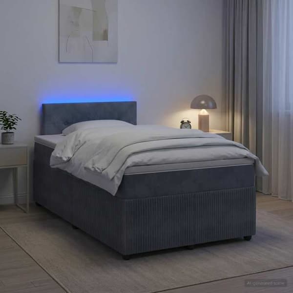 Maison Exclusive - Boxspring-sänky tummanharmaalla patjalla 120 x 190 cm Sametti Mörkgrå