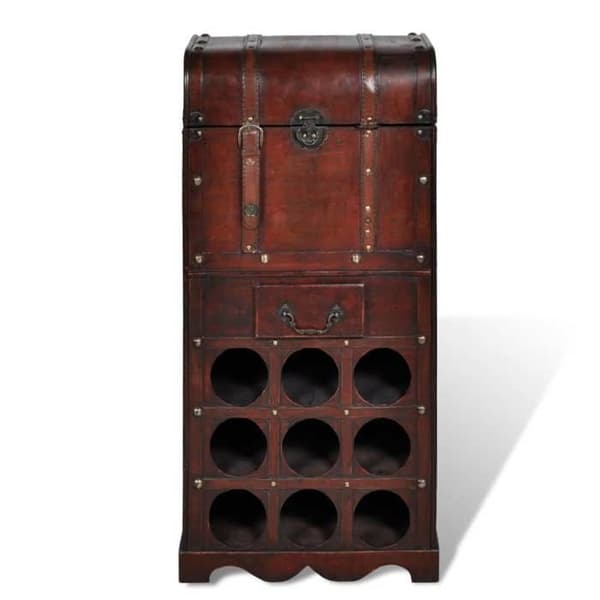 Maison Exclusive - Flaskställ med förvaring för 9 flaskor i trä Röd Bordeaux