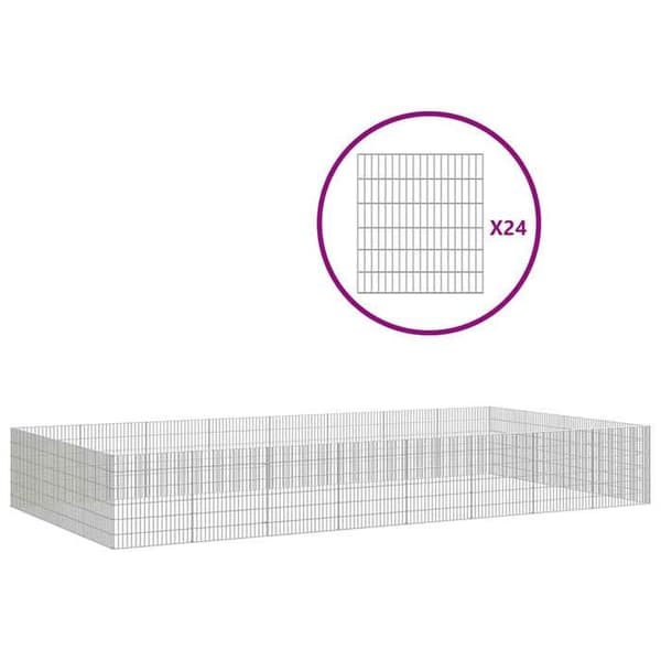 Dyrindhegning - EKSKLUSIVT HUS - 24 paneler - Galvaniseret stål - 54x60 cm - Selvmontering