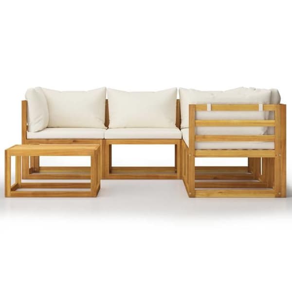 Maison Exclusive - Trädgårdsmöbler 6 delar med kuddar Creme Solid akaciaträ