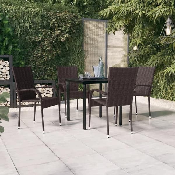Maison Exclusive - Have spisebordssæt 5 stk Brun og sort