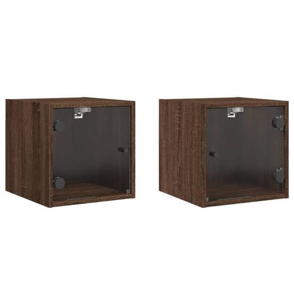 Maison Exclusive - Natborde og glasdøre 2 stk. egetræ brun 35x37x35cm brun ek