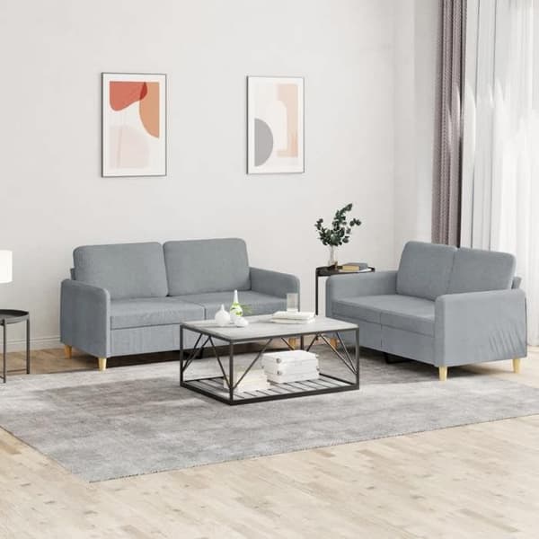 Maison Exclusive - Sæt af 2 sofaer med puder Lys grå Stof