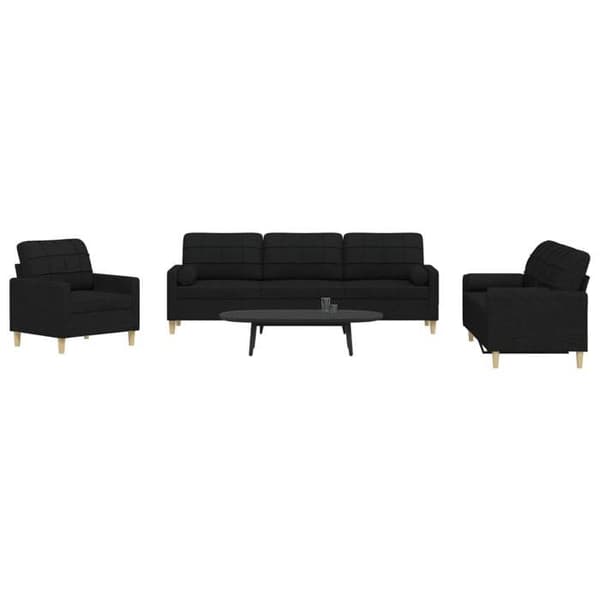 Maison Exclusive - Sæt af 3 sofaer med dekorative puder i sort stof