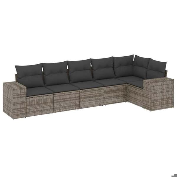 Maison Exclusive - Trädgårdsmöbler 6 delar med grå kuddar i flätad resin
