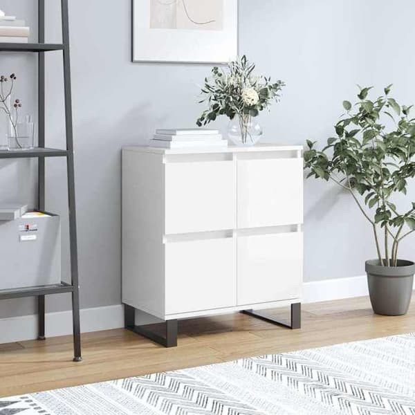 Maison Exclusive - Hvid glans buffet 60x35x70 cm Ingeniørtræ
