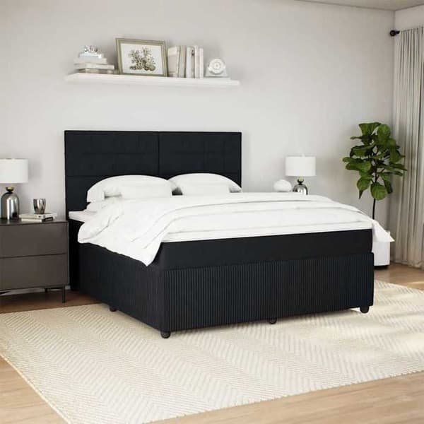 Maison Exclusive - Seng med lameller og madras Sort 180x200 cm Velour
