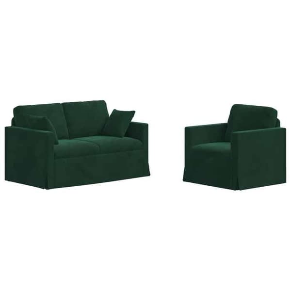Maison Exclusive - 2-delars Soffset i Mörkgrön Sammet