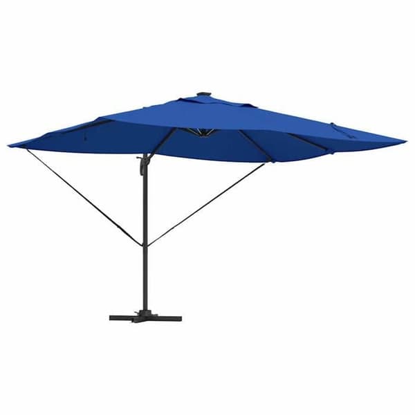 Parasol med sidearm - EKSKLUSIV HUS - Roma - 352×251×265 cm - Polyester & aluminium - Solenergi LED belysning Azurblå