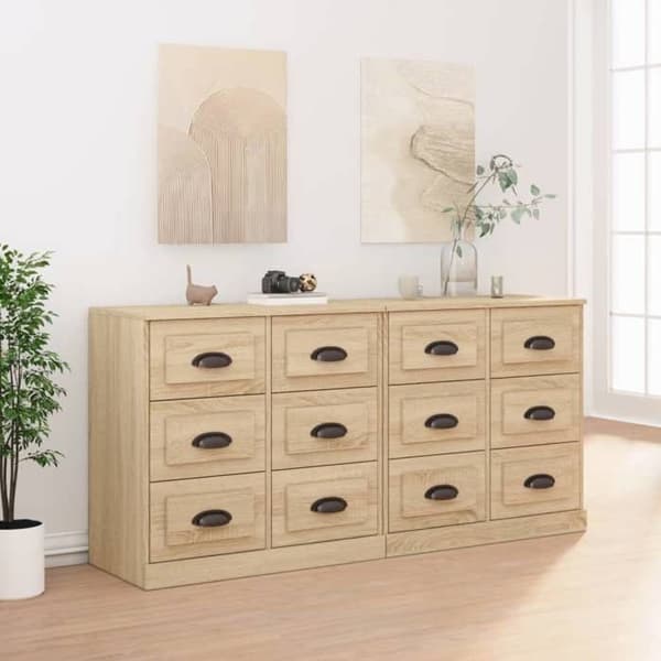 Maison Exclusive - Bufféer 2 st ek sonoma ingenjörsträ