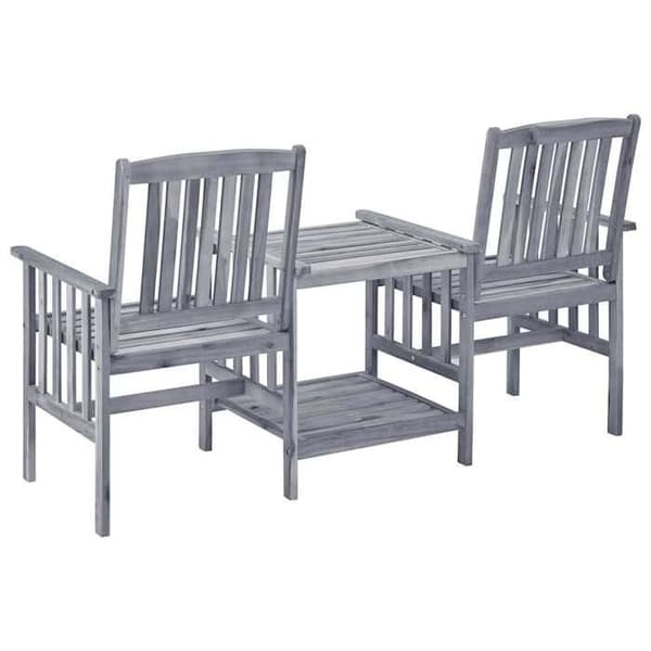 Maison Exclusive - Havestole med tebord og puder i solid akacietræ
