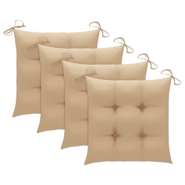 Maison Exclusive - Trädgårdsstolar set om 4 med beige kuddar i solid teakträ.