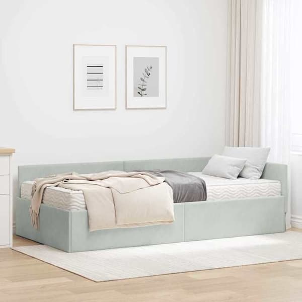 Maison Exclusive - Kulmasänky 2 osaa vaaleanharmaa 80 x 200 cm Ljusgrått