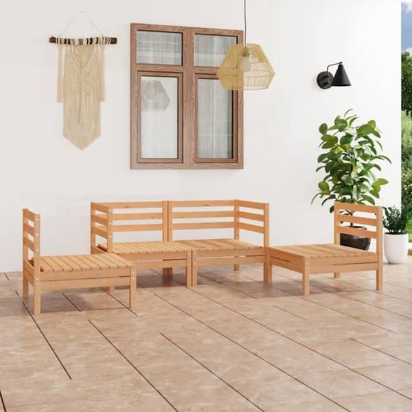Maison Exclusive - 4 osan puutarhakalusteet massiivipuusta