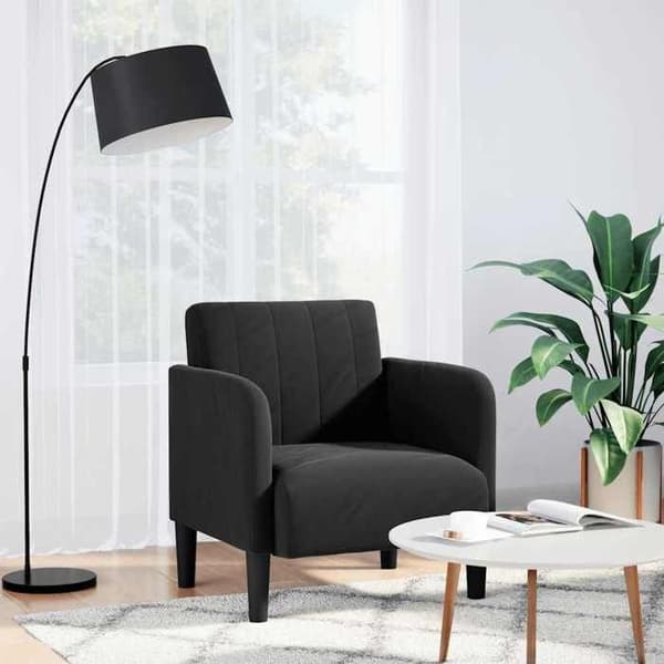 Stol - EKSKLUSIV HUS - 54 cm - Sort - Velour - Armlæn Svart