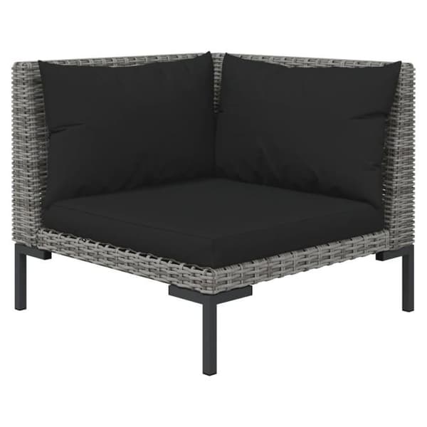 Maison Exclusive - Trädgårdsmöbler 7 delar med kuddar i mörkgrå flätad resin Mörkgrå