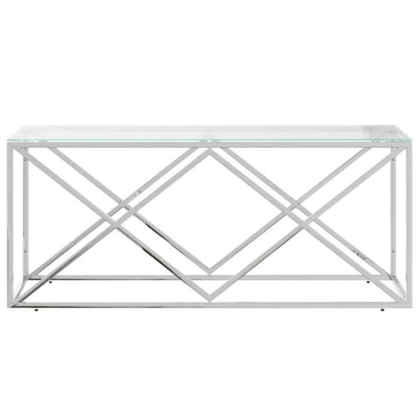 Bord - EKSKLUSIV HUS - 110×45×45 cm - Rustfrit stål - Glasplade - Rektangulær