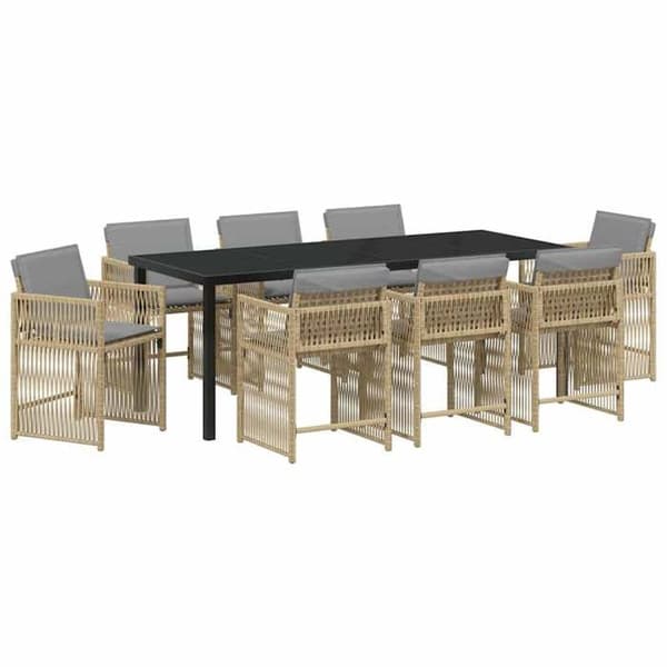 Maison Exclusive - 9 pc spisestue sæt til haven i beige polyrotin beige