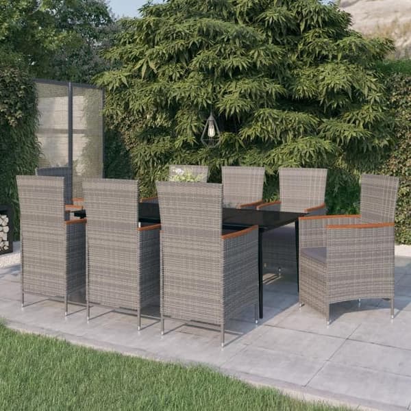 Maison Exclusive - Trädgårdsset med kuddar 9 delar Grå