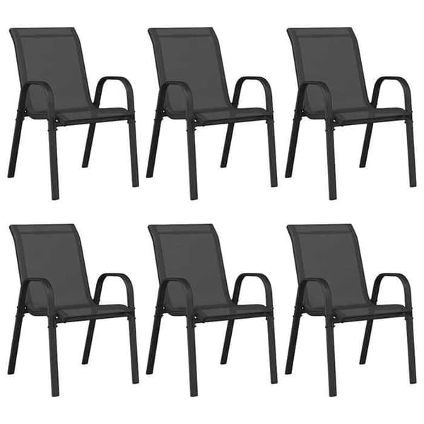 Maison Exclusive - Stabelbare havestole sæt af 6 Sort Textilene Svart