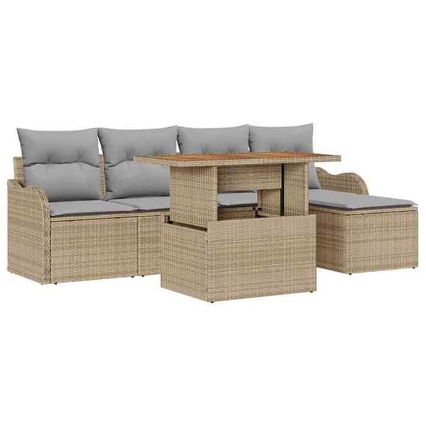 Maison Exclusive - 6 osan beige polyrottinkinen puutarhakalustesetti