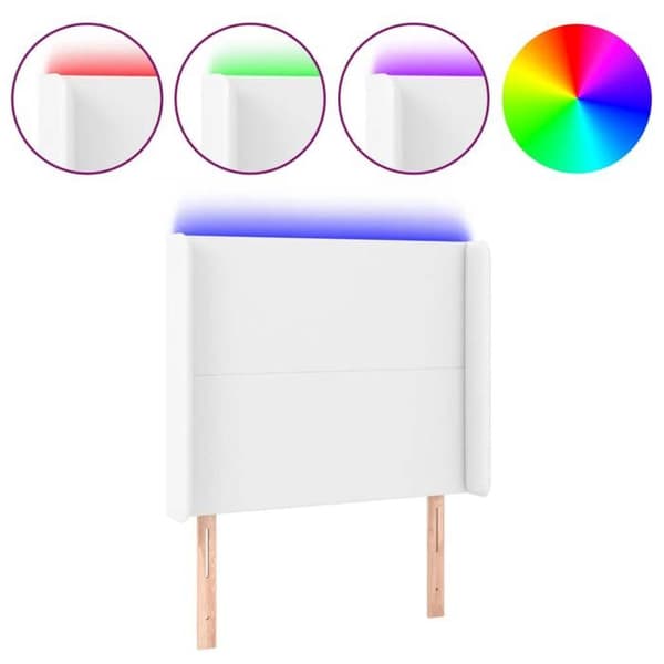 Maison Exclusive - LED Hovedgærde Hvid 103x16x118/128 cm Simililæder Vit