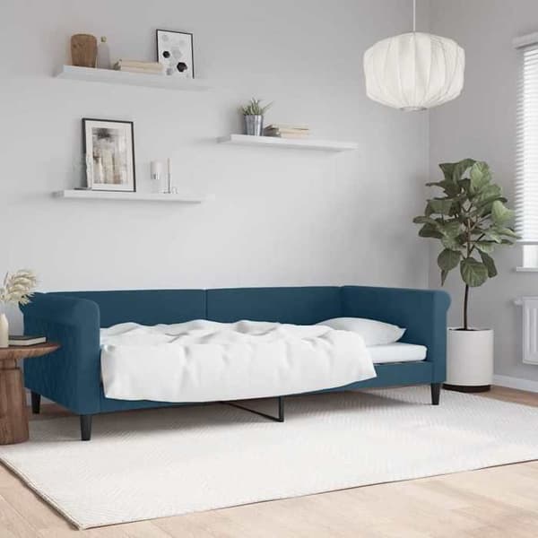 Maison Exclusive - Sängsoffa utan madrass blå 90x200 cm sammet