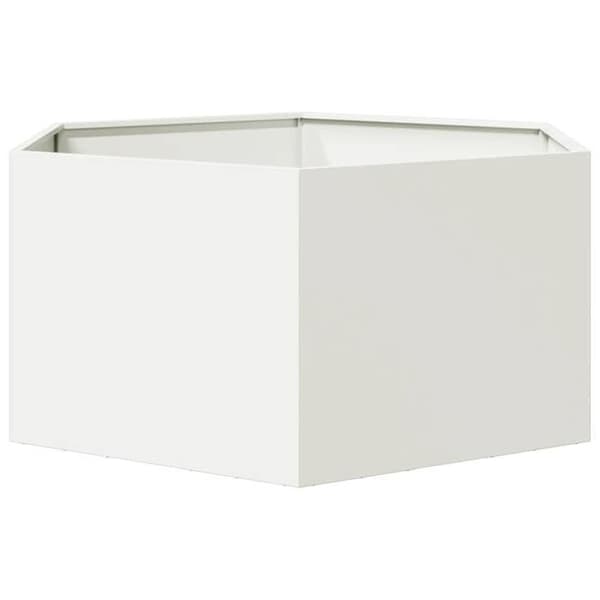 Maison Exclusive - Hvid hexagonal plantekasse 104x90x45 cm stål Vit