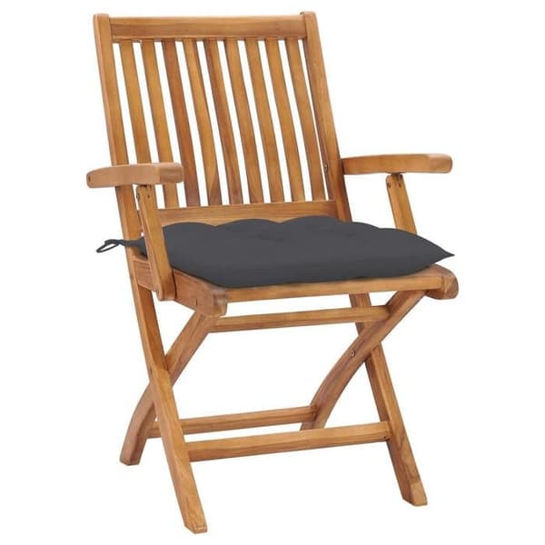 Maison Exclusive - Sammenklappelige stole med puder, 6 dele, i massiv teak Antracit (kuddar)