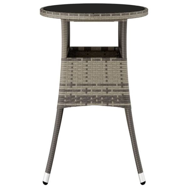 Maison Exclusive - Trädgårdsbord Ø60x75 cm Härdat glas/flätad resin Grå Grå