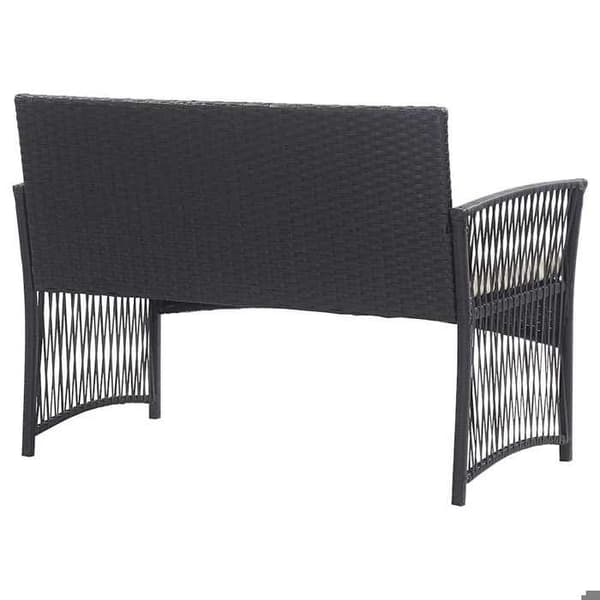 Maison Exclusive - Trädgårdsmöbler 4 delar med kuddar, flätad resin, svart